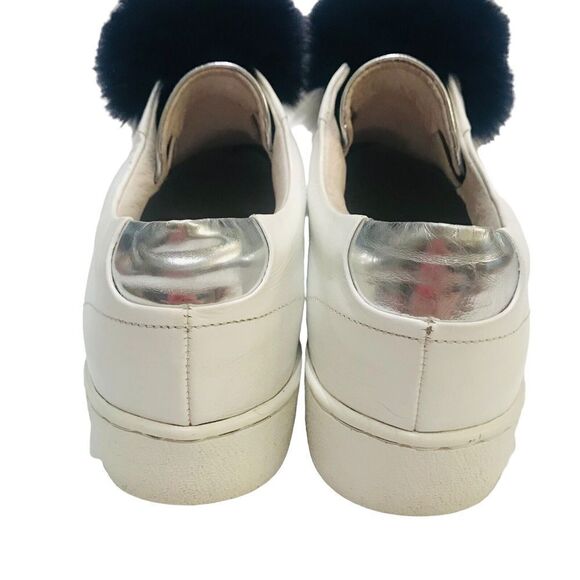 Here Now Fox Pom Pom Sneakers Platform Shoes Slip On Size 6.5 White Leather - Picture 6 of 16